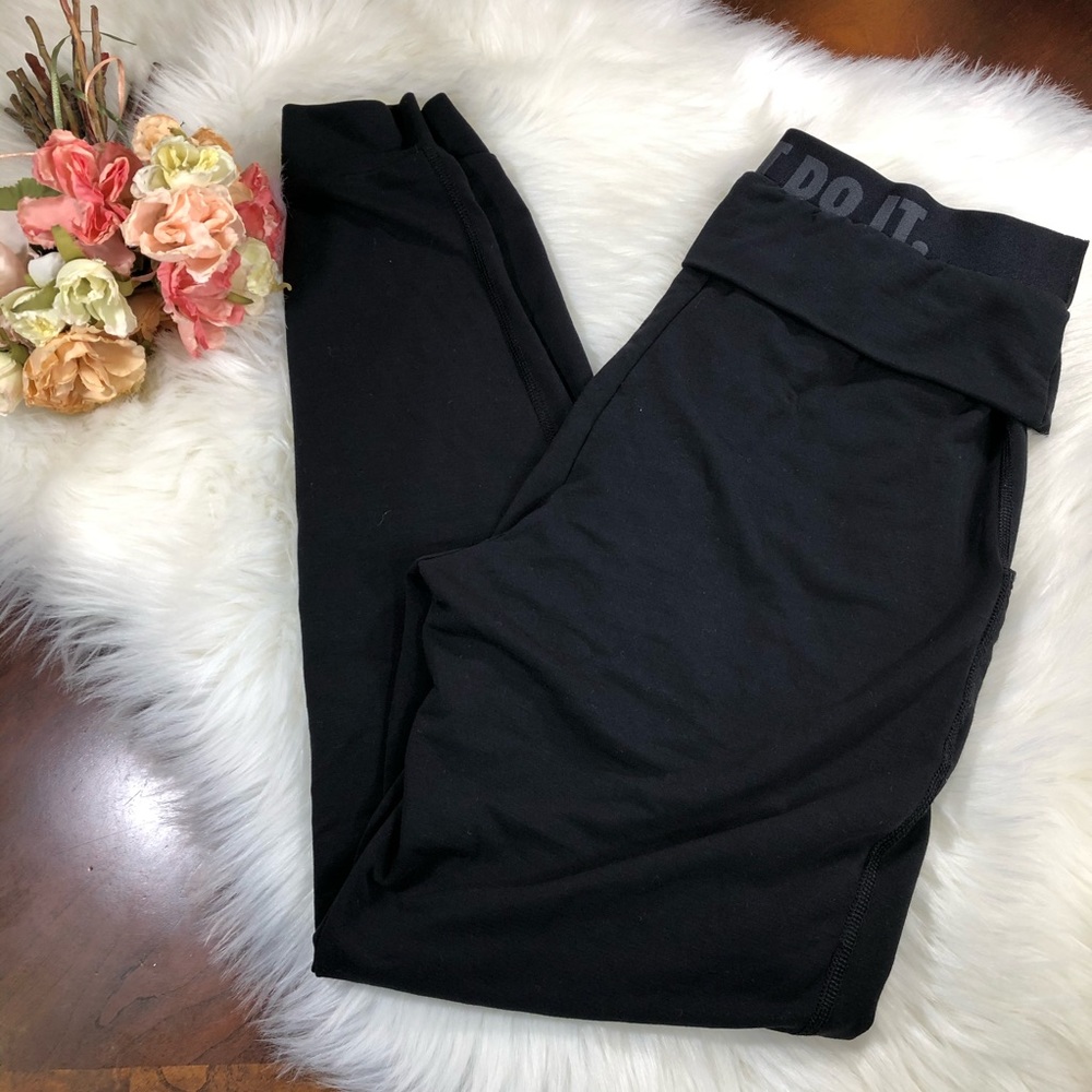 Black Nike Fold Over Waistband Pants